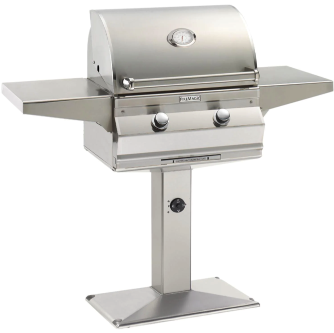 Fire Magic Choice C430S 24-Inch Propane Gas Grill With Analog Thermometer On Patio Post - C430S-RT1P-P6 - Fire Magic Grills