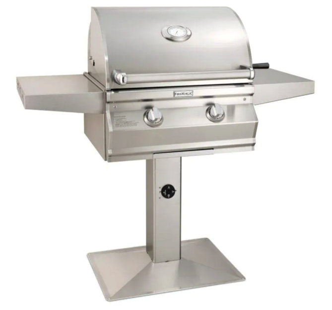 Fire Magic Choice Multi-User Accessible CMA430S 24-Inch Propane Gas Grill With Analog Thermometer On Patio Post - CMA430S-RT1P-P6 - Fire Magic Grills