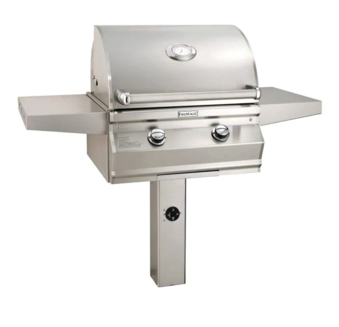 Fire Magic Choice Multi-User CM430S 24-Inch Natural Gas Grill With Analog Thermometer On In-Ground Post - CM430S-RT1N-G6 - Fire Magic Grills