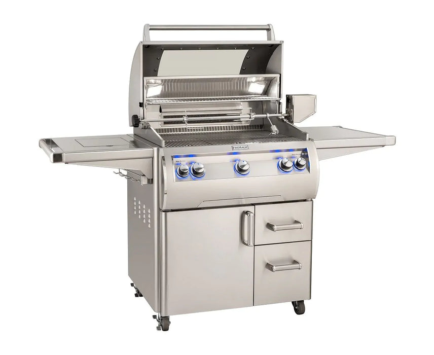 Fire Magic Echelon Diamond E660s 30" A Series Freestanding Gas Grill With Rotisserie, Infrared Burner, Single Side Burner, Analog Thermometer & Magic View Window, Natural Gas - E660s-8LAN-62-W