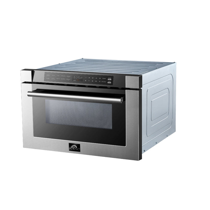 Forno 4-Piece Appliance Package - 30-Inch Electric Range, Pro-Style Refrigerator, Dishwasher, and Microwave Drawer in Stainless Steel