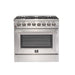 Forno 3-Piece Appliance Package - 36-Inch Dual Fuel Range, French Door Refrigerator, and Dishwasher in Stainless Steel