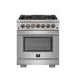 Forno 3-Piece Pro Appliance Package - 30-Inch Dual Fuel Range, French Door Refrigerator, and Dishwasher in Stainless Steel