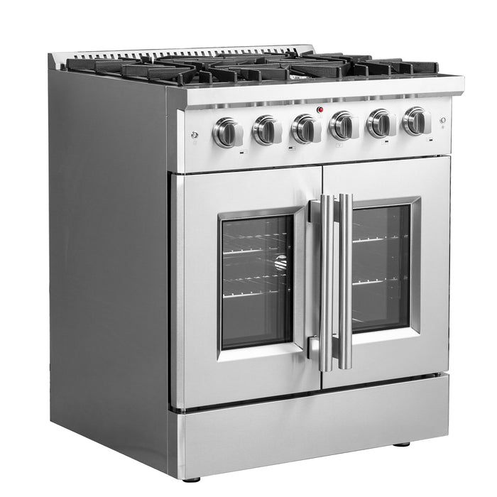 FORNO 30″ Galiano French Door Gas Range - 5 Sealed Burners - FFSGS6444-30