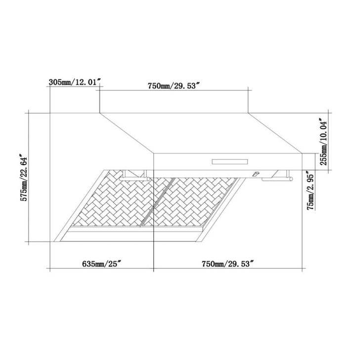 Forno Ansedonia 30" Wall Mount Range Hood Vent Shelf Backslash - FRHWM5029-30HB