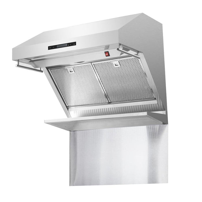 Forno 3-Piece Appliance Package - 30-Inch Gas Range, 56-Inch Pro-Style Refrigerator & Wall Mount Hood with Backsplash in Stainless Steel