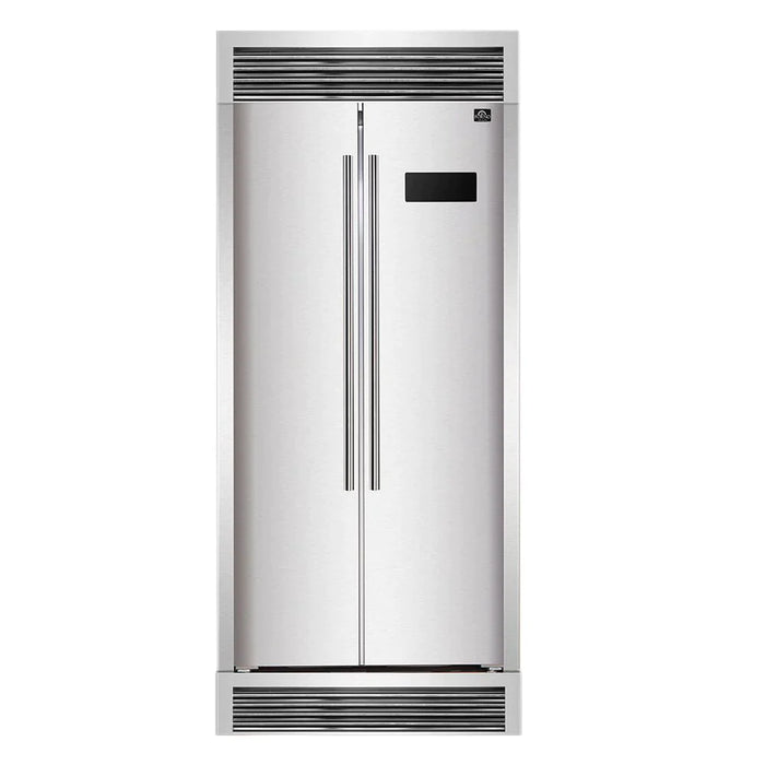 FORNO Salerno 33" Side by Side Built-in Refrigerator 15.6 cu.ft in Stainless Steel with Built-in Style Grille Trim Kit - FFRBI1805-37SG