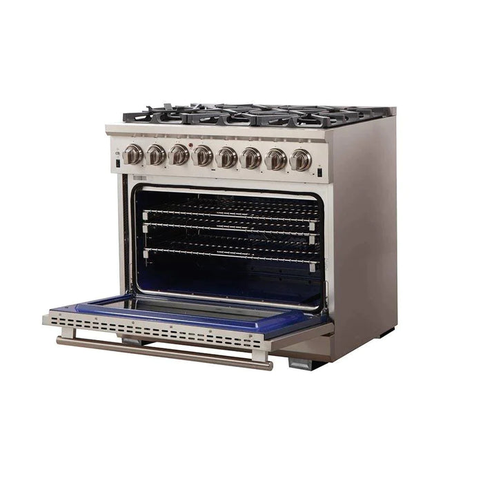 Forno 2-Piece Appliance Package - 36-Inch Dual Fuel Range & 60-Inch Pro-Style Refrigerator in Stainless Steel