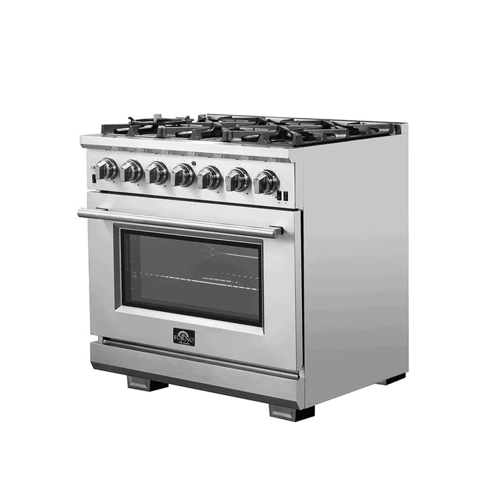 Forno 2-Piece Appliance Package - 36-Inch Gas Range & 60-Inch Pro-Style Refrigerator in Stainless Steel