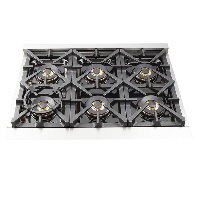 Forno 2-Piece Appliance Package - 36-Inch Gas Range & 60-Inch Pro-Style Refrigerator in Stainless Steel