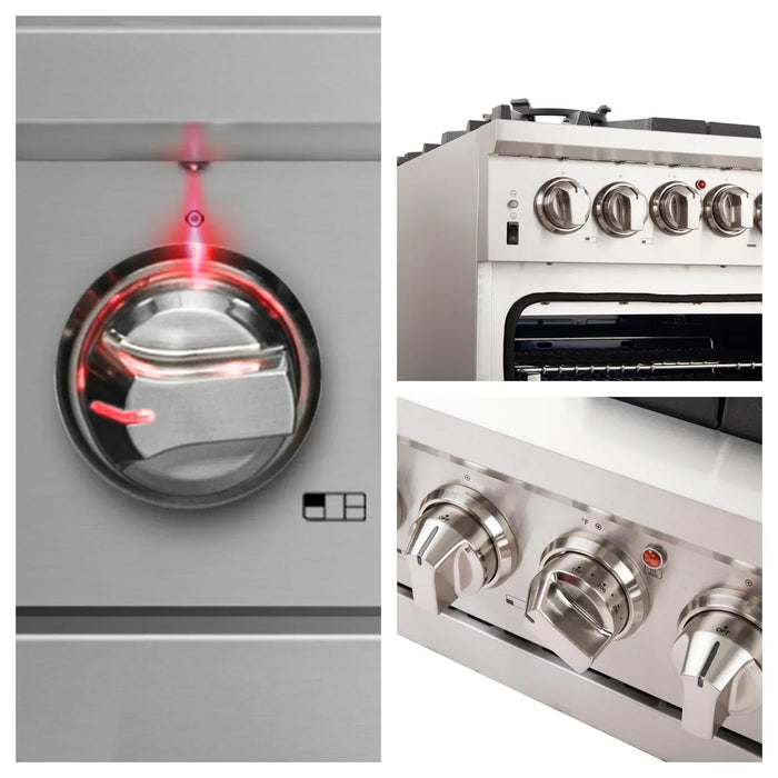 Forno 2-Piece Appliance Package - 36-Inch Gas Range & 60-Inch Pro-Style Refrigerator in Stainless Steel