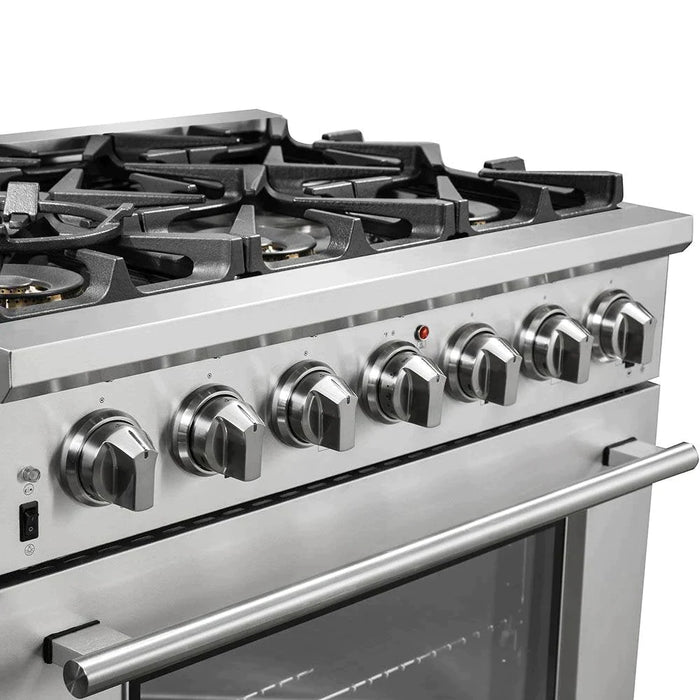 Forno 2-Piece Appliance Package - 36-Inch Gas Range & 60-Inch Pro-Style Refrigerator in Stainless Steel