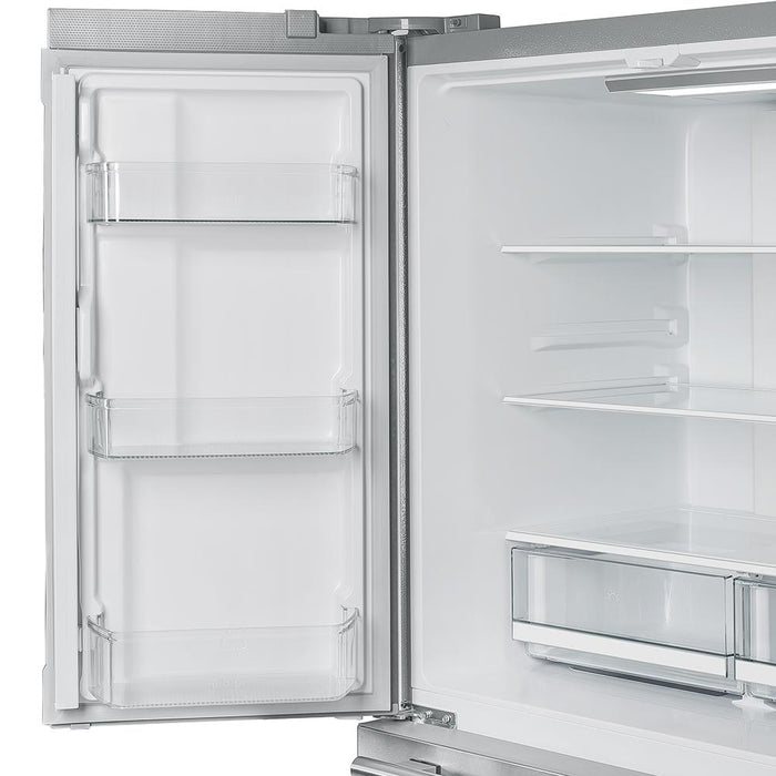 Forno 4-Piece Appliance Package - 36-Inch Electric Range, French Door Refrigerator, Dishwasher, and Microwave Drawer in Stainless Steel