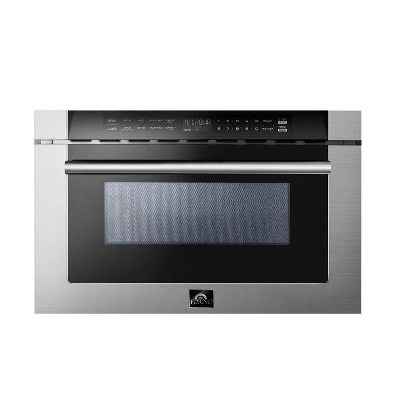 Forno 4-Piece Appliance Package - 48-Inch Dual Fuel Range, 56-Inch Pro-Style Refrigerator, Microwave Drawer, & 3-Rack Dishwasher in Stainless Steel
