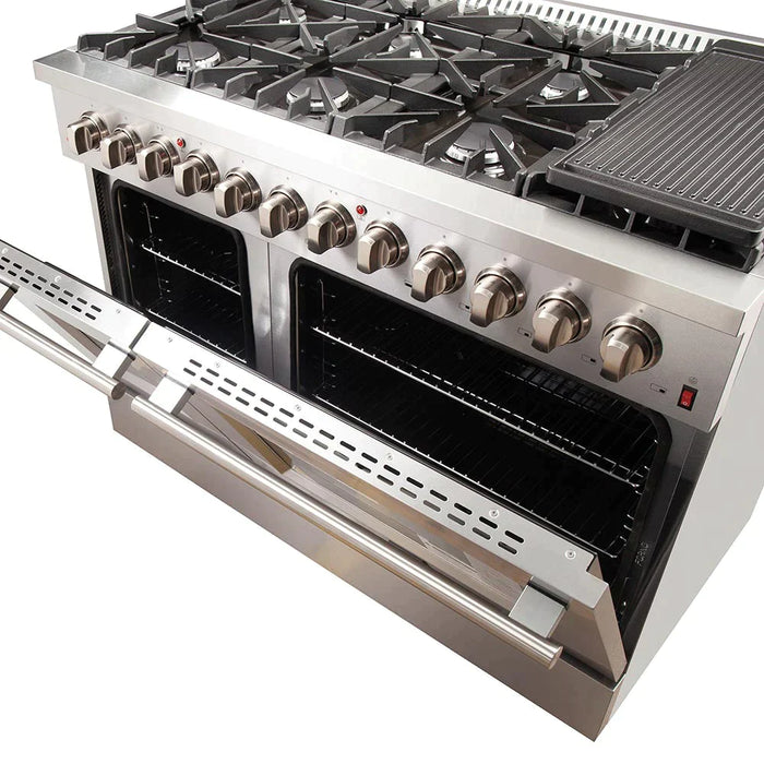 Forno 2-Piece Appliance Package - 48-Inch Dual Fuel Range & 60-Inch Pro-Style Refrigerator in Stainless Steel