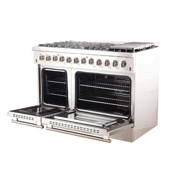 Forno 2-Piece Appliance Package - 48-Inch Dual Fuel Range & 60-Inch Pro-Style Refrigerator in Stainless Steel