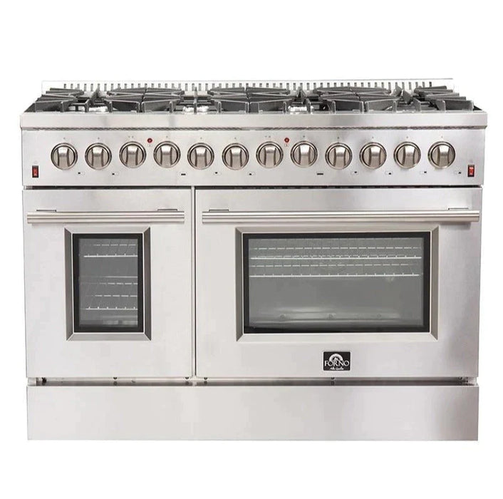 Forno 2-Piece Appliance Package - 48-Inch Dual Fuel Range & 60-Inch Pro-Style Refrigerator in Stainless Steel