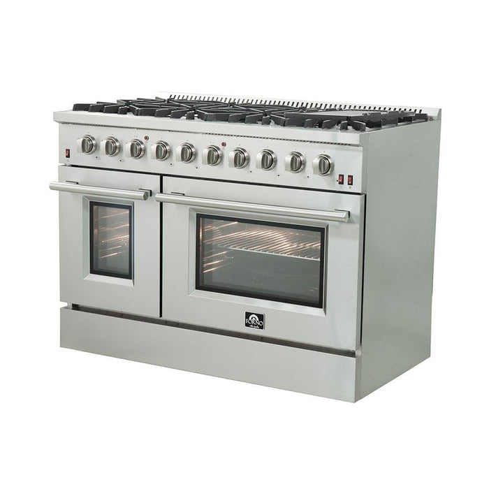 Forno 48" Galiano Gas Range with 8 Burners Griddle and Double Oven 