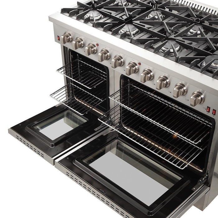 Forno 48" Galiano Gas Range with 8 Burners Griddle and Double Oven 