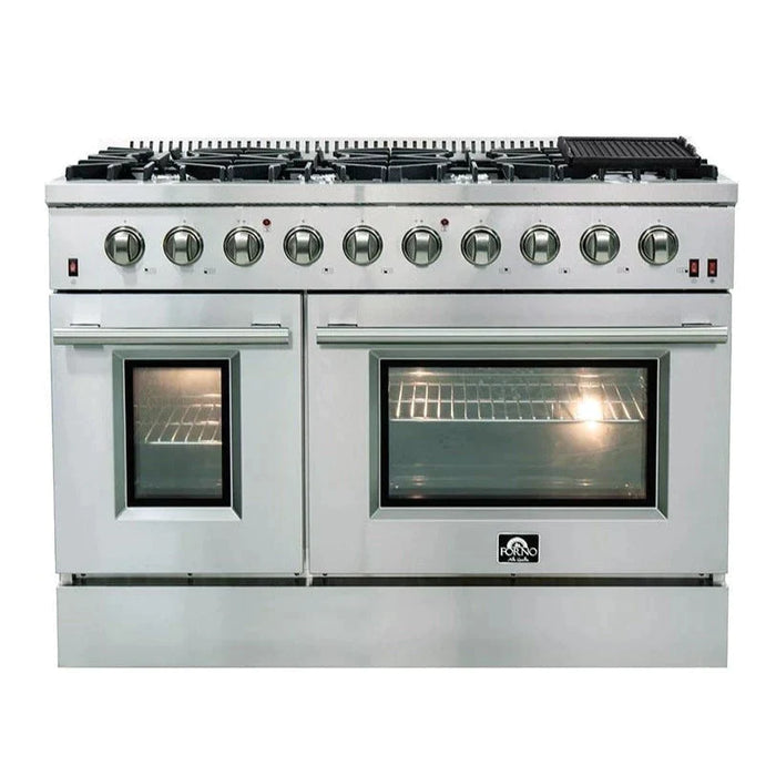 Forno 2-Piece Appliance Package - 48-Inch Gas Range & 60-Inch Pro-Style Refrigerator in Stainless Steel