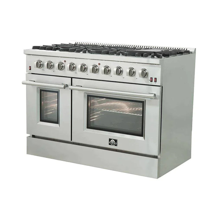 Forno 2-Piece Appliance Package - 48-Inch Gas Range & 60-Inch Pro-Style Refrigerator in Stainless Steel
