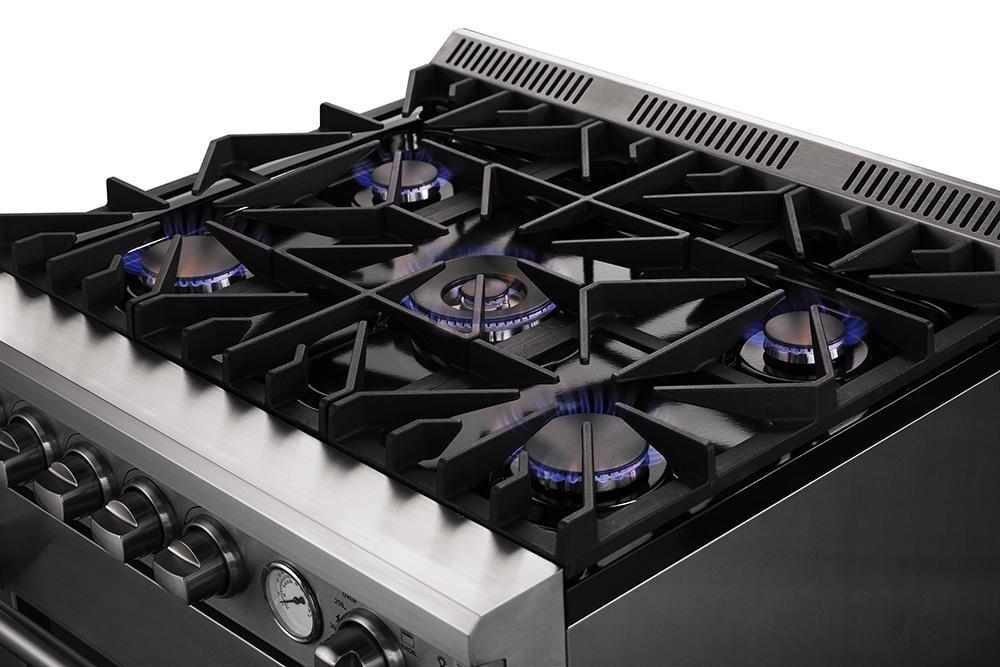 Forno 3-Piece Appliance Package - 30-Inch Gas Range, Refrigerator, & Wall Mount Hood with Backsplash in Stainless Steel