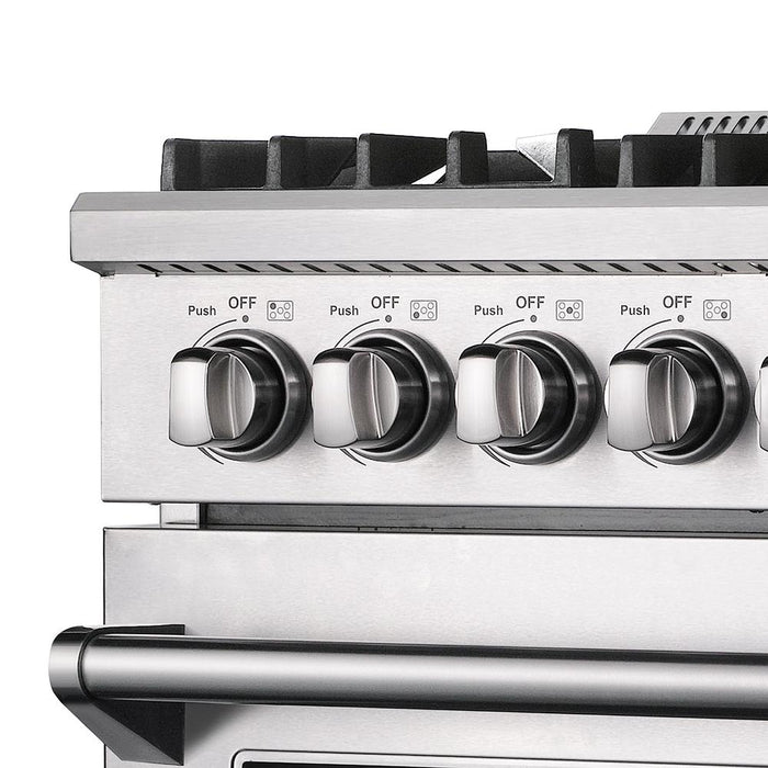 Forno 3-Piece Appliance Package - 30-Inch Gas Range, 36-Inch Refrigerator & Wall Mount Hood in Stainless Steel