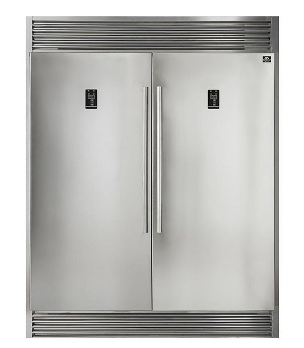 Forno 3-Piece Appliance Package - 30-Inch Gas Range, 56-Inch Pro-Style Refrigerator & Wall Mount Hood in Stainless Steel