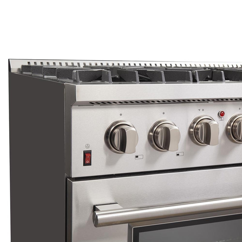 Forno 2-Piece Appliance Package - 36-Inch Dual Fuel Range & Wall Mount Hood in Stainless Steel
