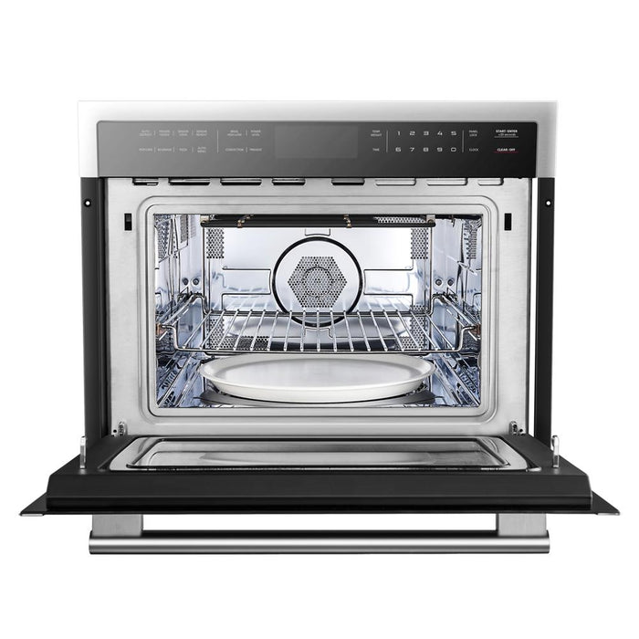 Forno 5-Piece Appliance Package - 36-Inch Gas Range, Refrigerator, Wall Mount Hood, Microwave Oven, & 3-Rack Dishwasher in Stainless Steel