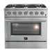 Forno 3-Piece Appliance Package - 36-Inch Gas Range, 56-Inch Pro-Style Refrigerator & Wall Mount Hood in Stainless Steel
