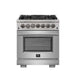Forno 2-Piece Pro Appliance Package - 30-Inch Dual Fuel Range & Wall Mount Hood in Stainless Steel