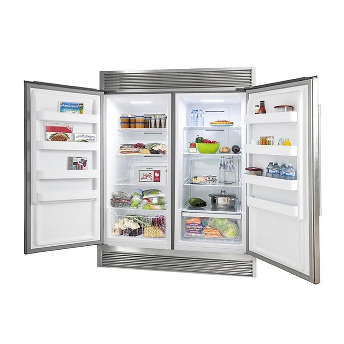 Forno 4-Piece Pro Appliance Package - 36-Inch Gas Range, 56-Inch Pro-Style Refrigerator, Wall Mount Hood, & 3-Rack Dishwasher in Stainless Steel