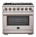 Forno 2-Piece Pro Appliance Package - 36-Inch Gas Range & Wall Mount Hood with Backsplash in Stainless Steel