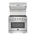 Forno Appliace Package - 36 Inch Dual Fuel Range, Wall Mount Range Hood, Refrigerator, Microwave Drawer, Dishwasher, AP-FFSGS6156-36-8