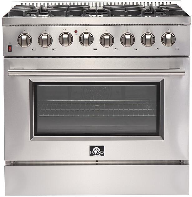 Forno Appliance Package - 36 Inch Dual Fuel Range, Range Hood, Refrigerator, Microwave Drawer, Dishwasher, Cooktop, FCTIN-FFSGS6156-36