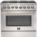 Forno Appliance Package - 36 Inch Dual Fuel Range, Range Hood, Refrigerator, Microwave Drawer, Dishwasher, Cooktop, FCTIN-FFSGS6156-36