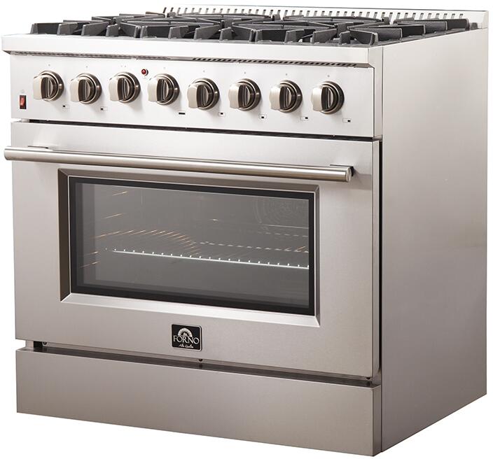 Forno Appliance Package - 36 Inch Dual Fuel Range, Range Hood, Refrigerator, Microwave Drawer, Dishwasher, Cooktop, FCTIN-FFSGS6156-36