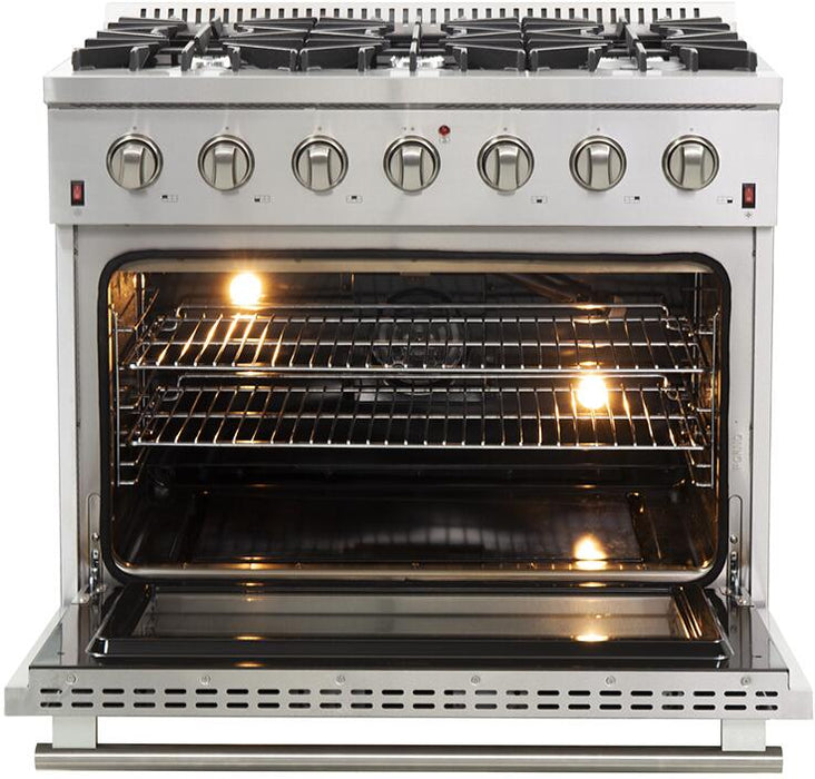 Forno Appliance Package - 36 Inch Gas Range, Range Hood, 60 Inch Refrigerator, 5029-FFSGS6244-36