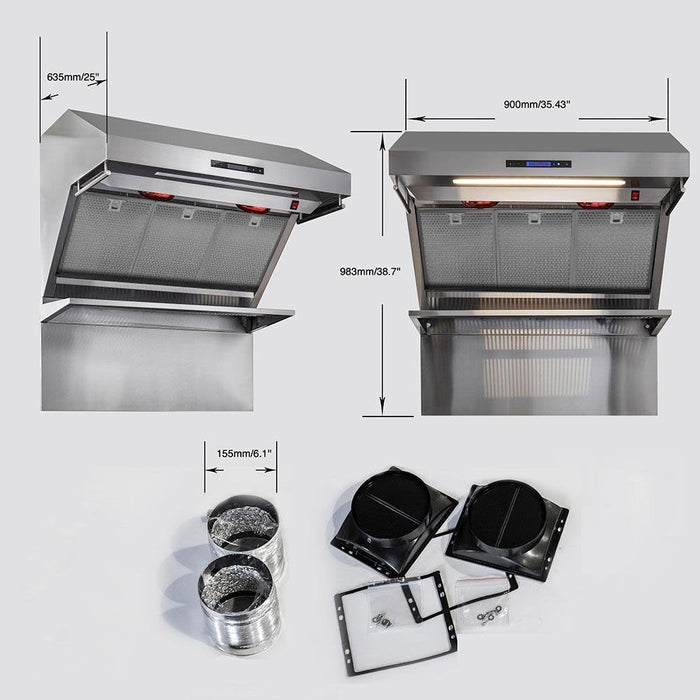 Forno Appliance Package - 36 Inch Gas Range, Wall Mount Range Hood, Microwave Drawer, Dishwasher, FWCDR-FRHWM5029-36