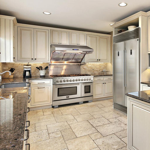 Forno Appliance Package - 48 Inch Gas Range, Microwave Capriolo 24", FOTR-FFSGS6244-48