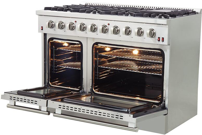 Forno Appliance Package - 48 Inch Gas Range, Microwave Capriolo 24", FOTR-FFSGS6244-48