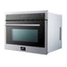 Forno 5-Piece Appliance Package - 36-Inch Electric Range, Wall Mount Range Hood with Backsplash, Pro-Style Refrigerator, Dishwasher, and Microwave Oven in Stainless Steel
