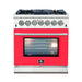 FORNO Capriasca - Titanium Professional 30" Freestanding Dual Fuel 240V Electic Red Door Oven Range FFSGS6187-30RED
