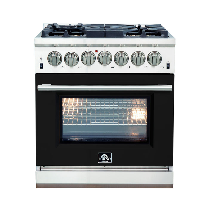 FORNO Capriasca - Titanium Professional 30" Freestanding Dual Fuel 240V Electric Colored Door Oven Range FFSGS6187-30 - PrimeFair