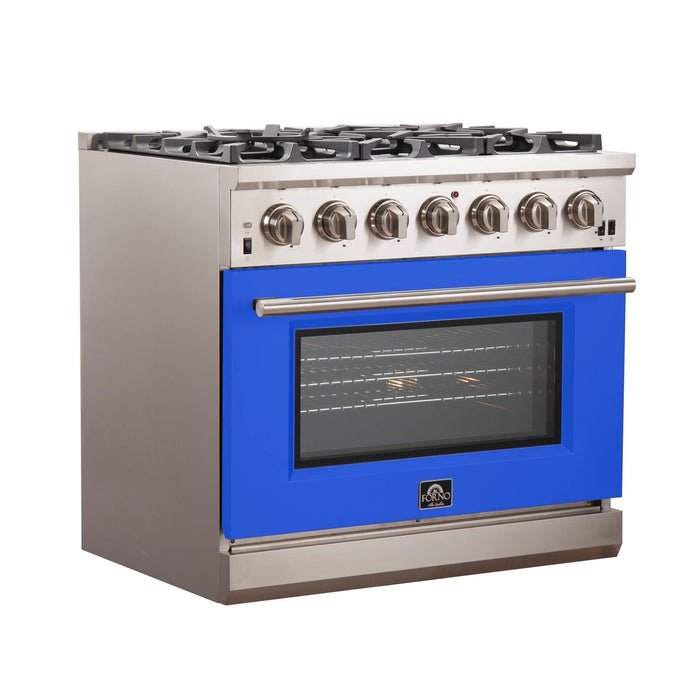 FORNO Capriasca - Titanium Professional 36" Freestanding Colored Door Gas Range FFSGS6260-36 - PrimeFair