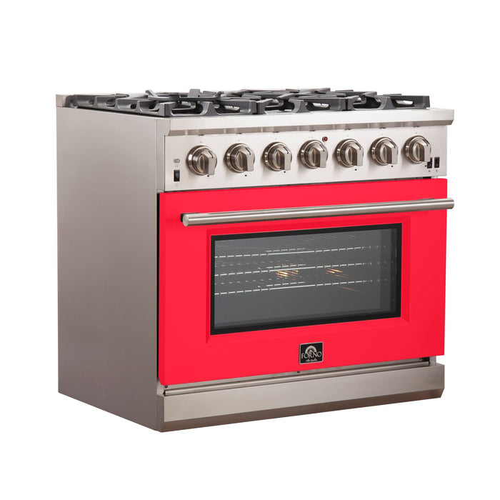 FORNO Capriasca - Titanium Professional 36" Freestanding Colored Door Gas Range FFSGS6260-36 - PrimeFair