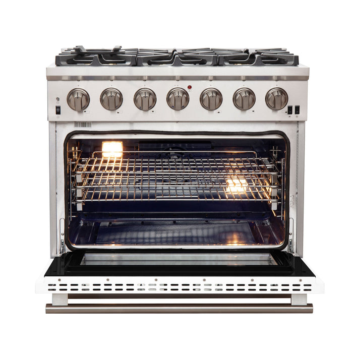 FORNO Capriasca - Titanium Professional 36" Freestanding Colored Door Gas Range FFSGS6260-36 - PrimeFair