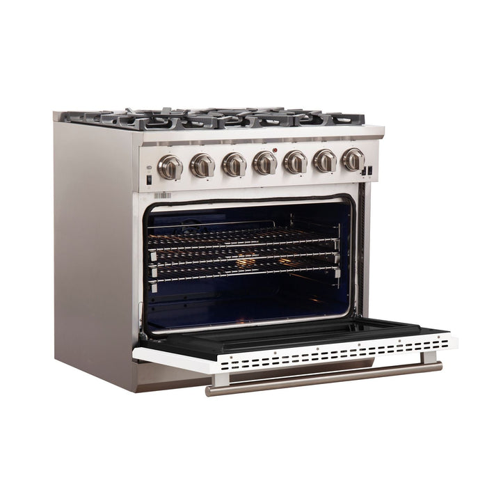 FORNO Capriasca - Titanium Professional 36" Freestanding Colored Door Gas Range FFSGS6260-36 - PrimeFair