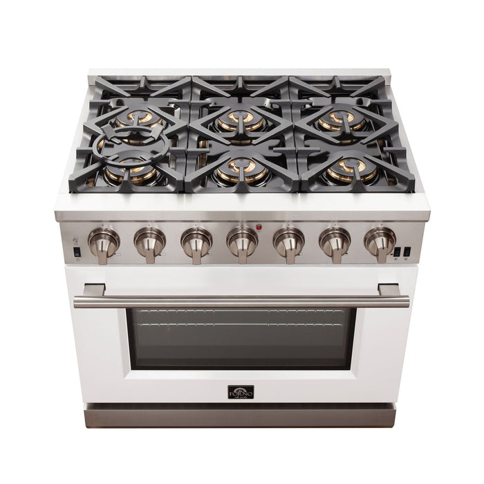 FORNO Capriasca - Titanium Professional 36" Freestanding Colored Door Gas Range FFSGS6260-36 - PrimeFair